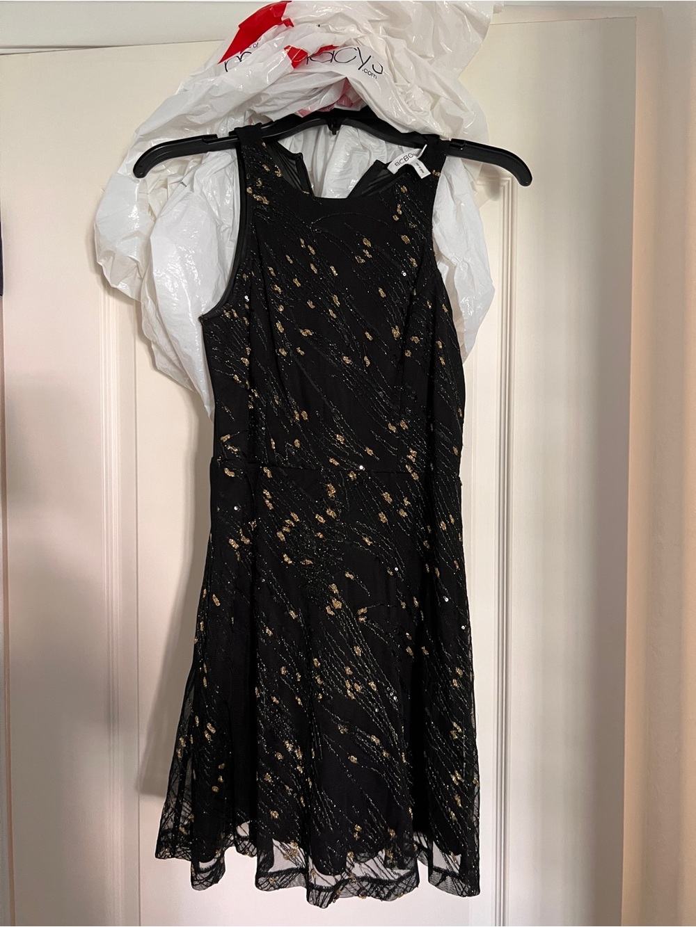 BCBGeneration Black Dress with Gold Speckle Detail